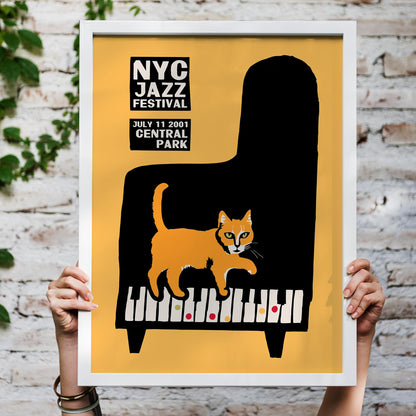 NYC Jazz Festival Cat Piano Poster Print