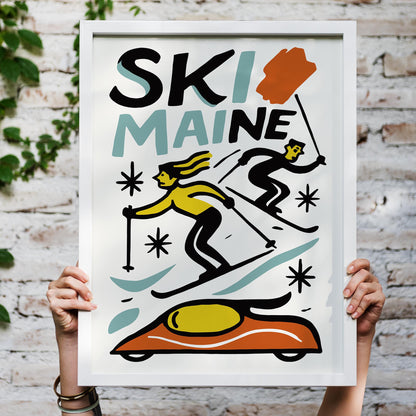 Ski Maine Retro Poster
