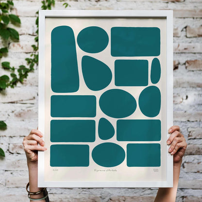 Abstract Teal Form Print