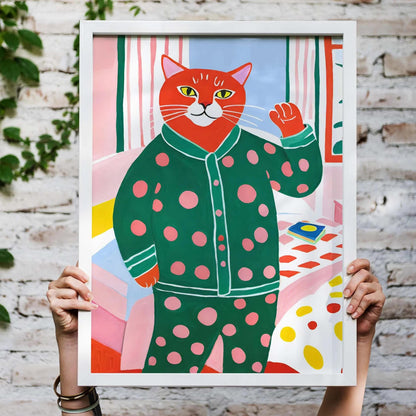 Pajama Cat Bedroom Wall Art