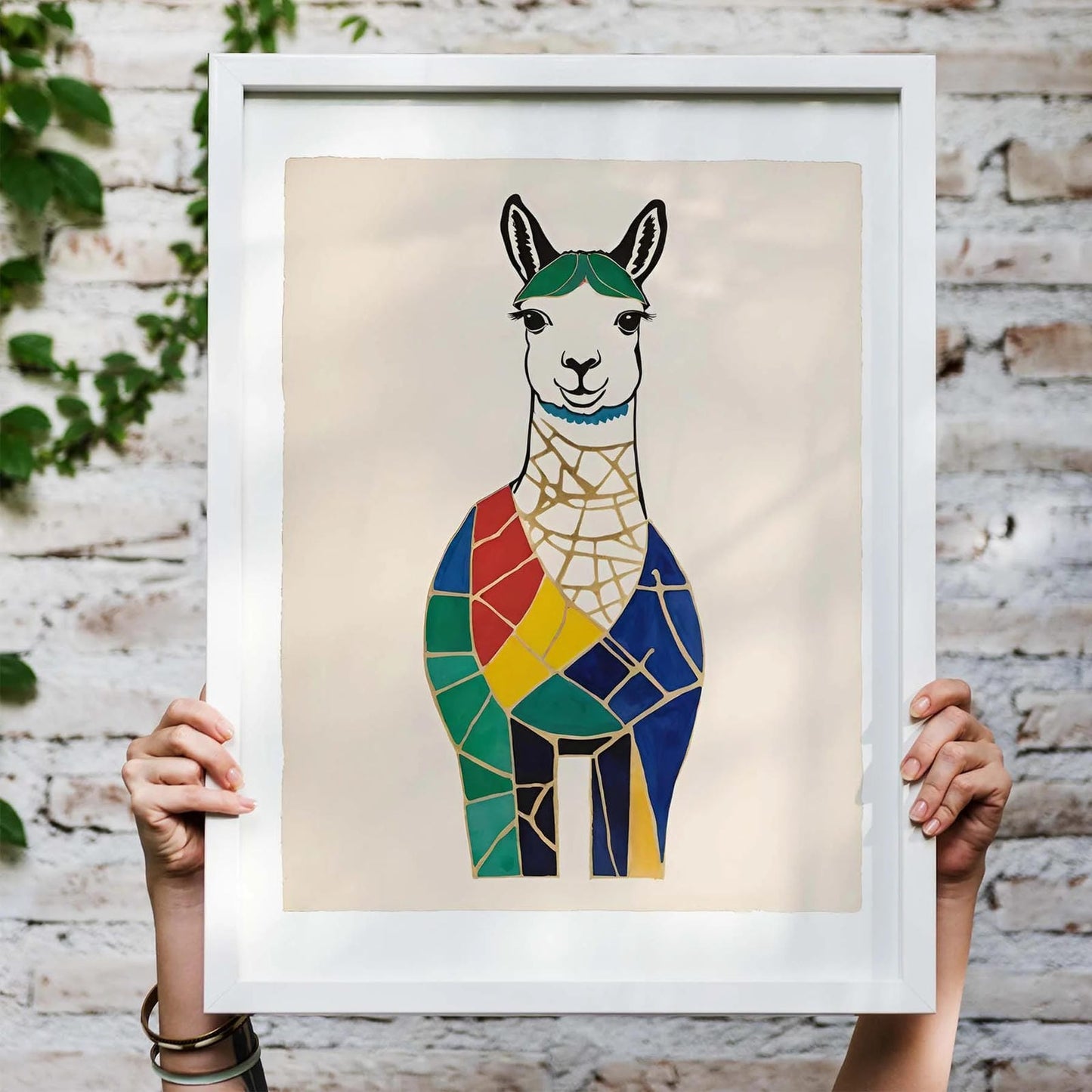 Geometric Llama Poster Print