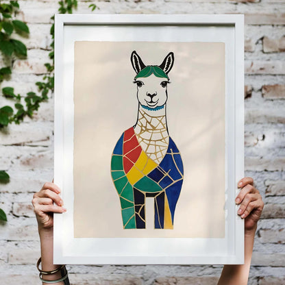 Geometric Llama Poster Print