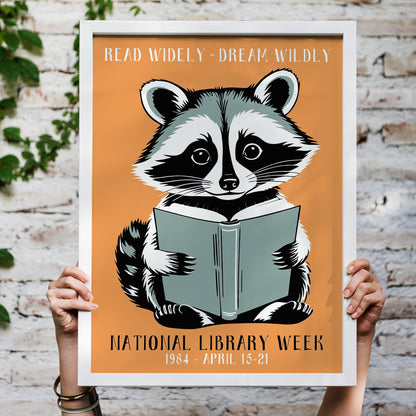 National Library Week Raccoon Print