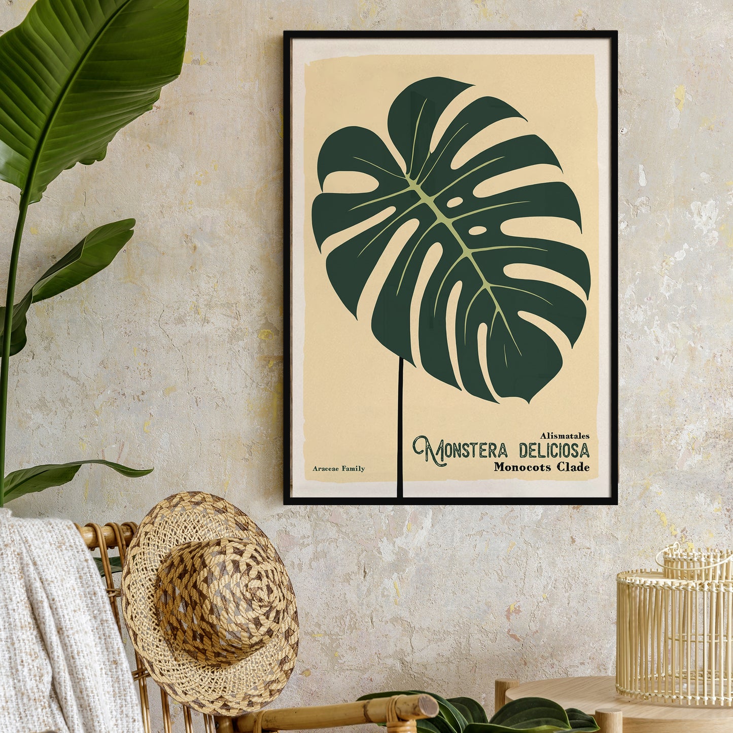 Monstera Deliciosa Retro Wall Art Print
