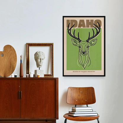 Idaho Vintage Deer Travel Poster