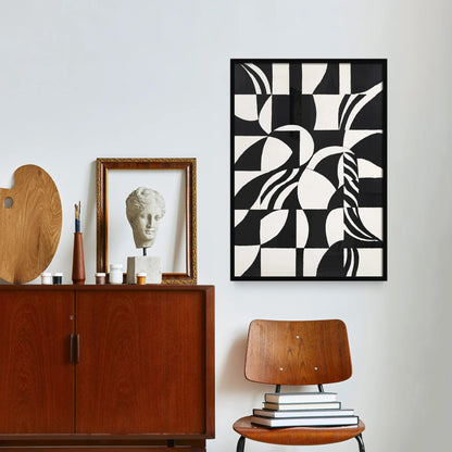 Abstract Checkered Swirls Art Print