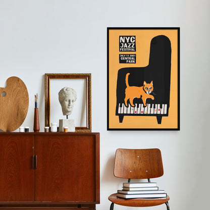 NYC Jazz Festival Cat Piano Poster Print