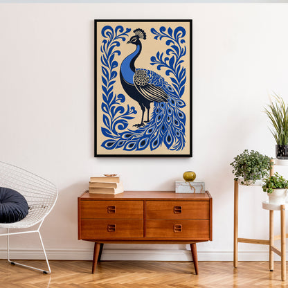 Blue Peacock Wall Art Print 2025