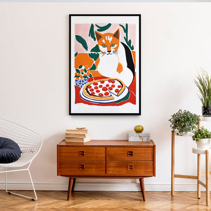 Cat Pizza Wall Art Print