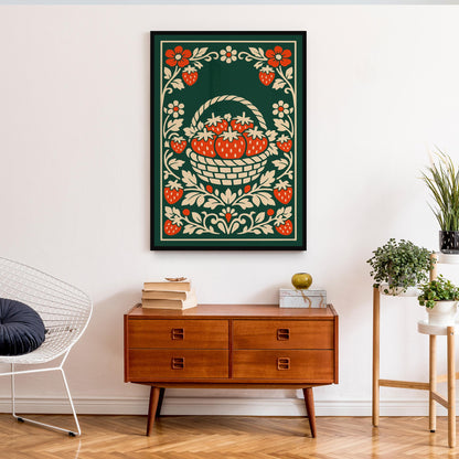 Strawberry Farmhouse Kitchen Art Poster