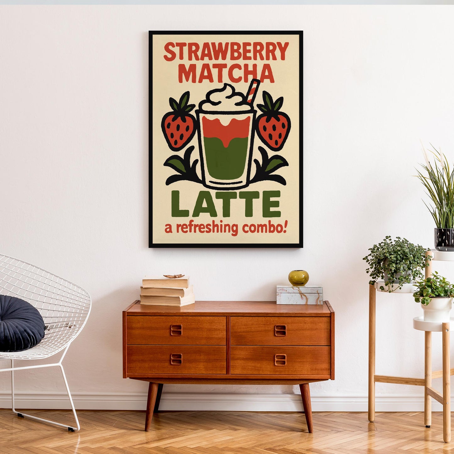 Strawberry Matcha Latte Wall Print