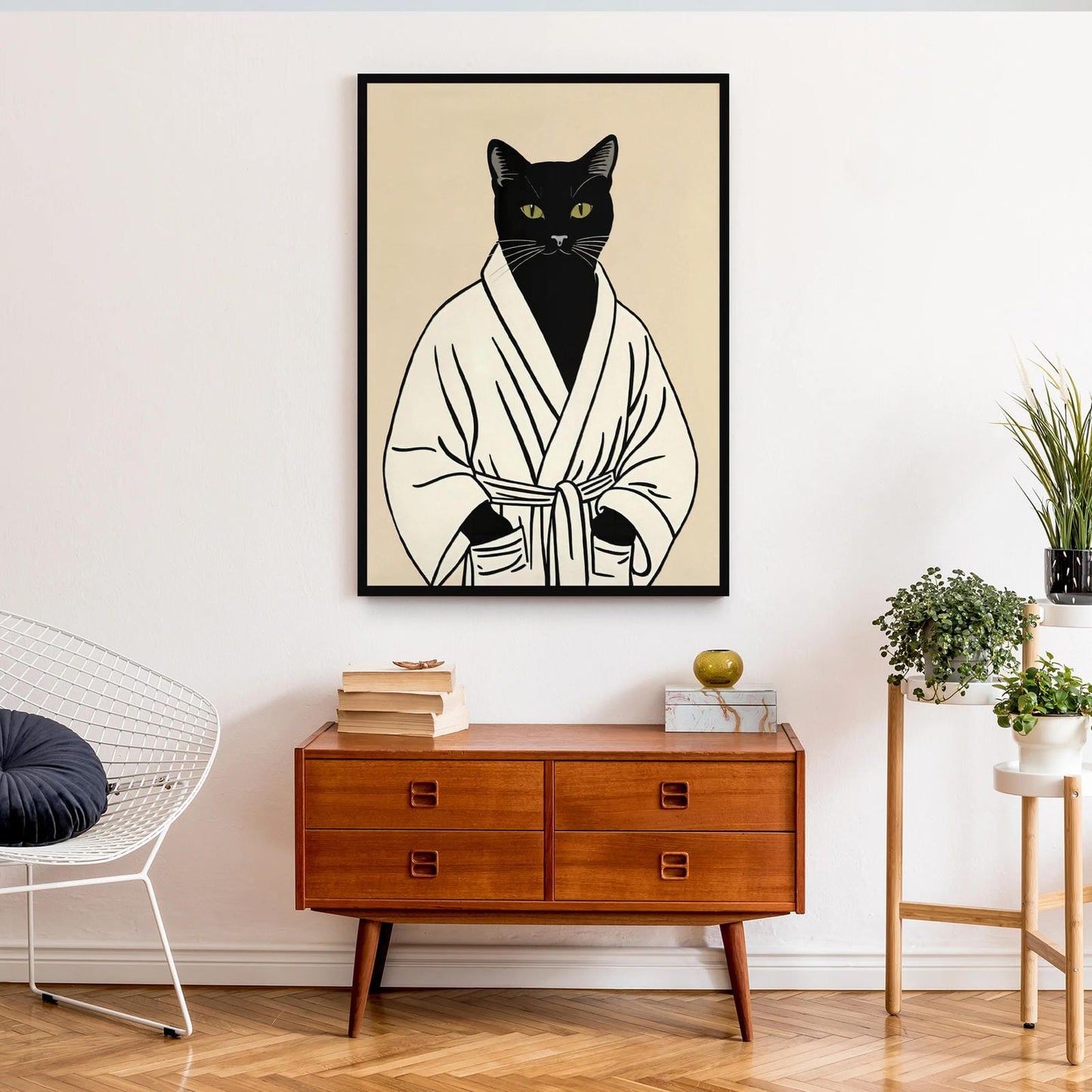 Cute Black Cat in Bathrobe Poster