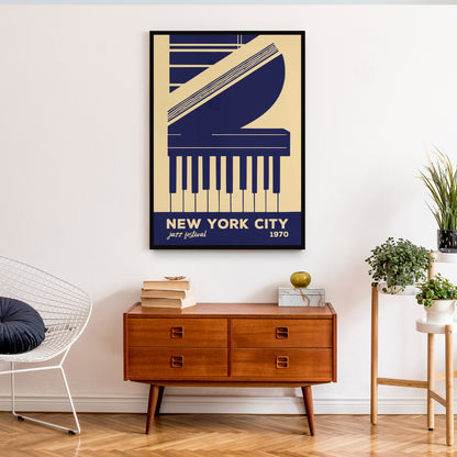 NYC Jazz Festival 1970 Blue Poster