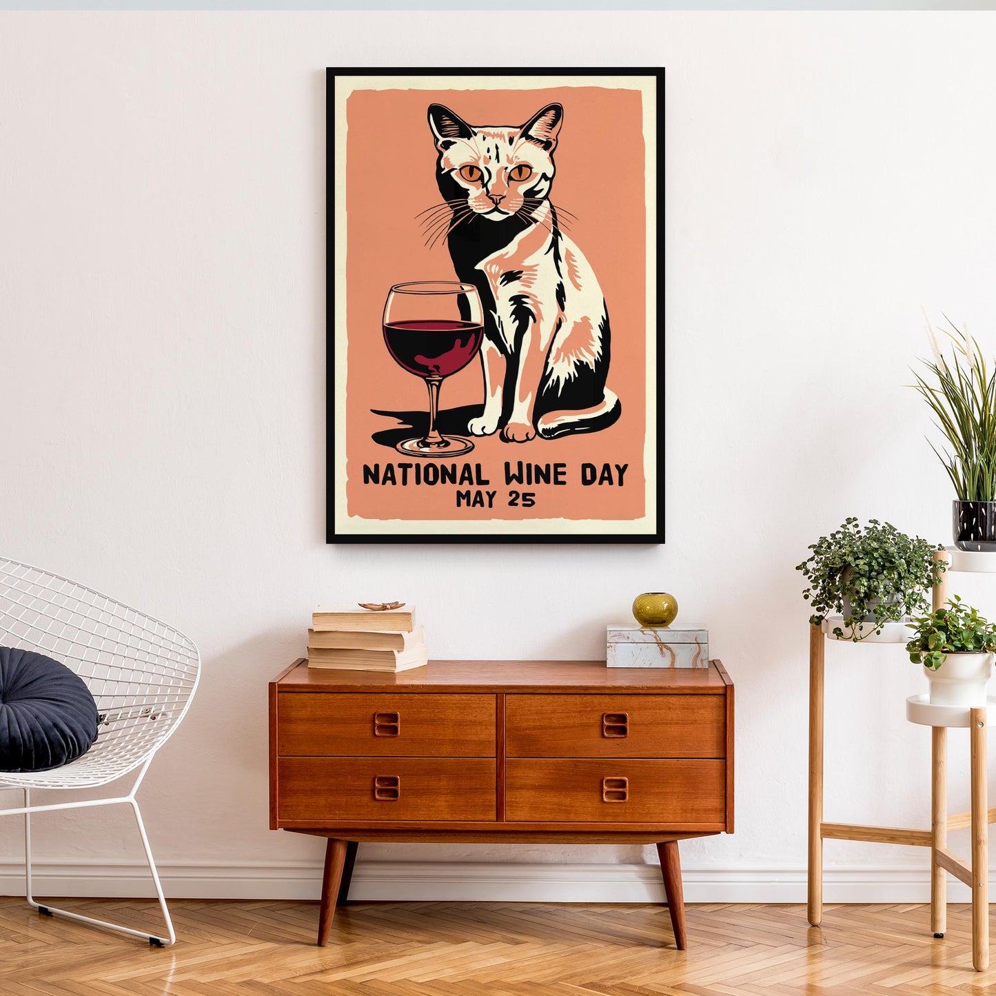 National Wine Day Cat Print
