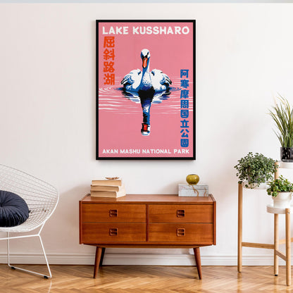 Lake Kussharo Swan Travel Poster