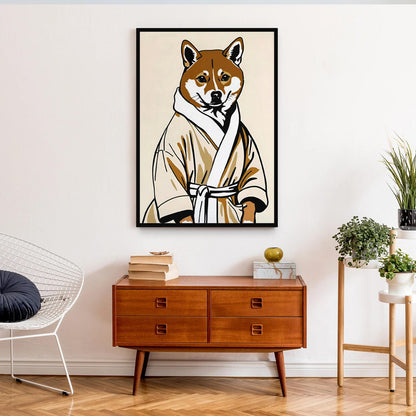 Shiba Dog Bathrobe Art Print