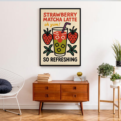 Strawberry Matcha Latte Poster