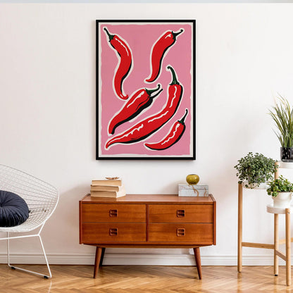 Artsy Chilli Peppers Wall Art Print