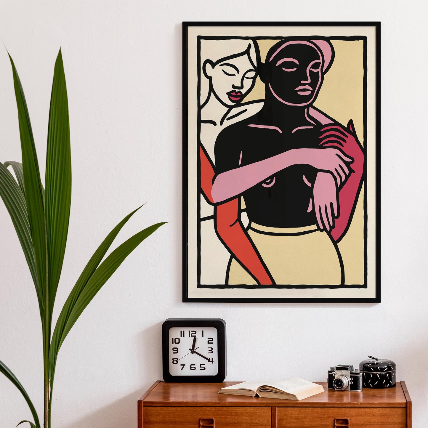 Modern Embrace Poster - Abstract Couple Wall Art Print