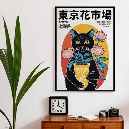 Tokyo Flower Market Cat Poster