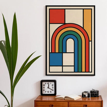 Rainbow Bauhaus Modern Geometric Print 2025