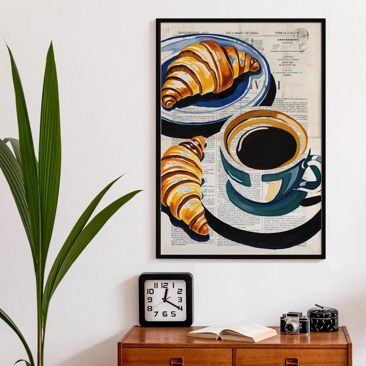 Coffee & Croissants Vintage Art Print