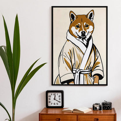 Shiba Dog Bathrobe Art Print