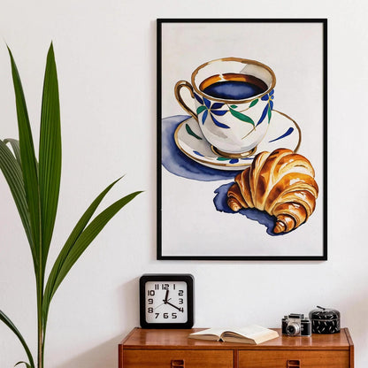 Morning Coffee and Croissant Art Print