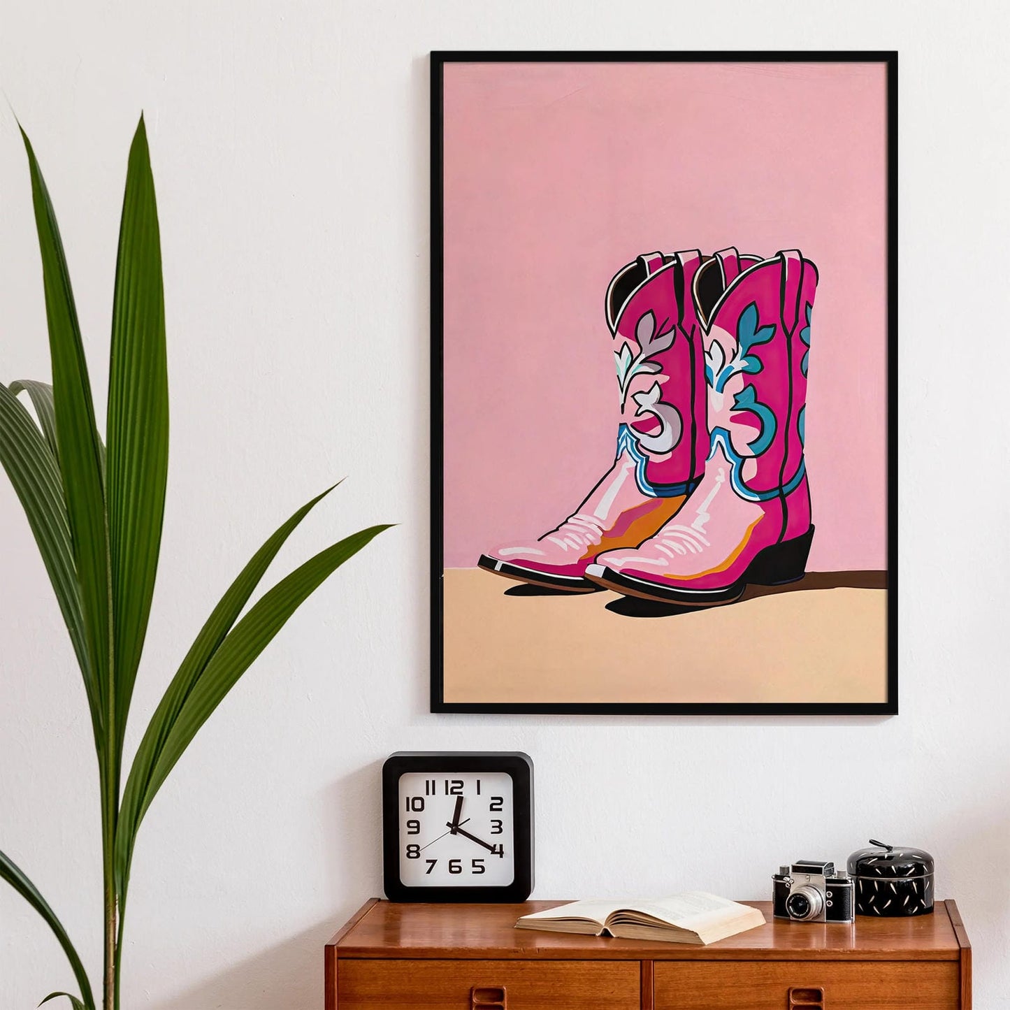 Pink Cowgirl Boots Wall Art Print