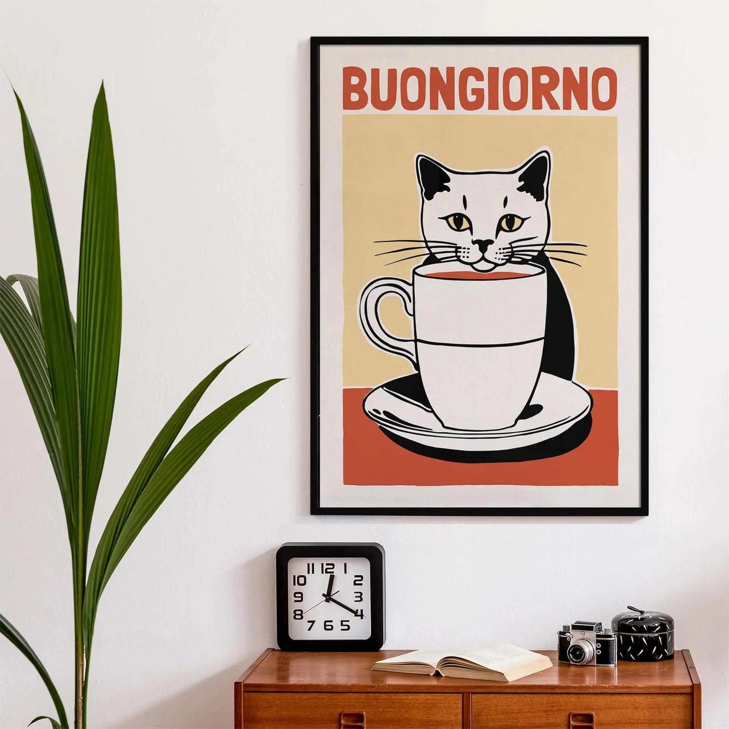 Buongiorno Cat Coffee Poster