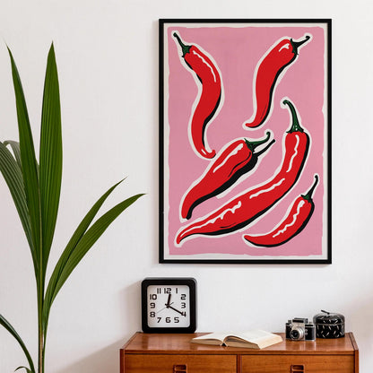 Artsy Chilli Peppers Wall Art Print
