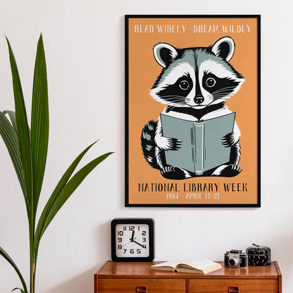 National Library Week Raccoon Print