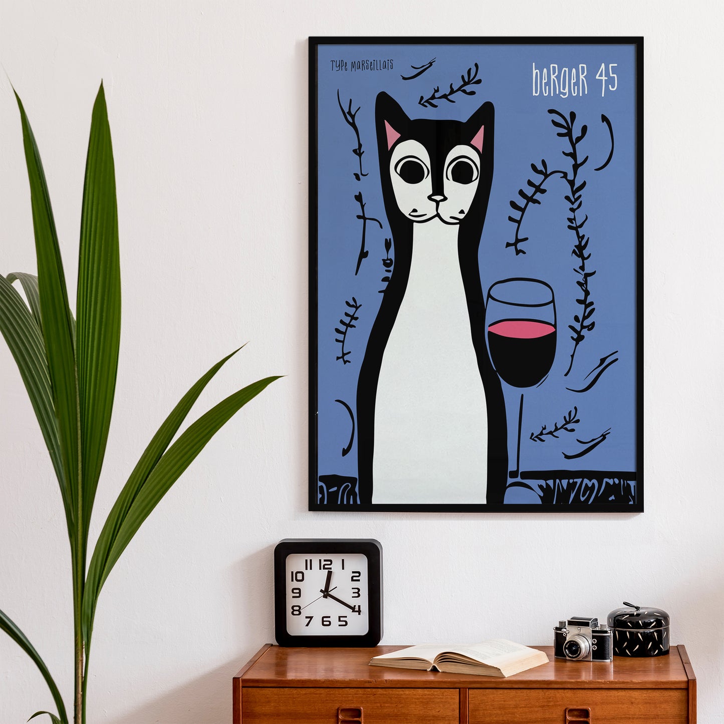 Berger 45 Vintage Wine Cat Poster