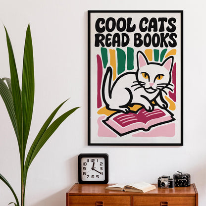Cool Cats Reading Poster Print