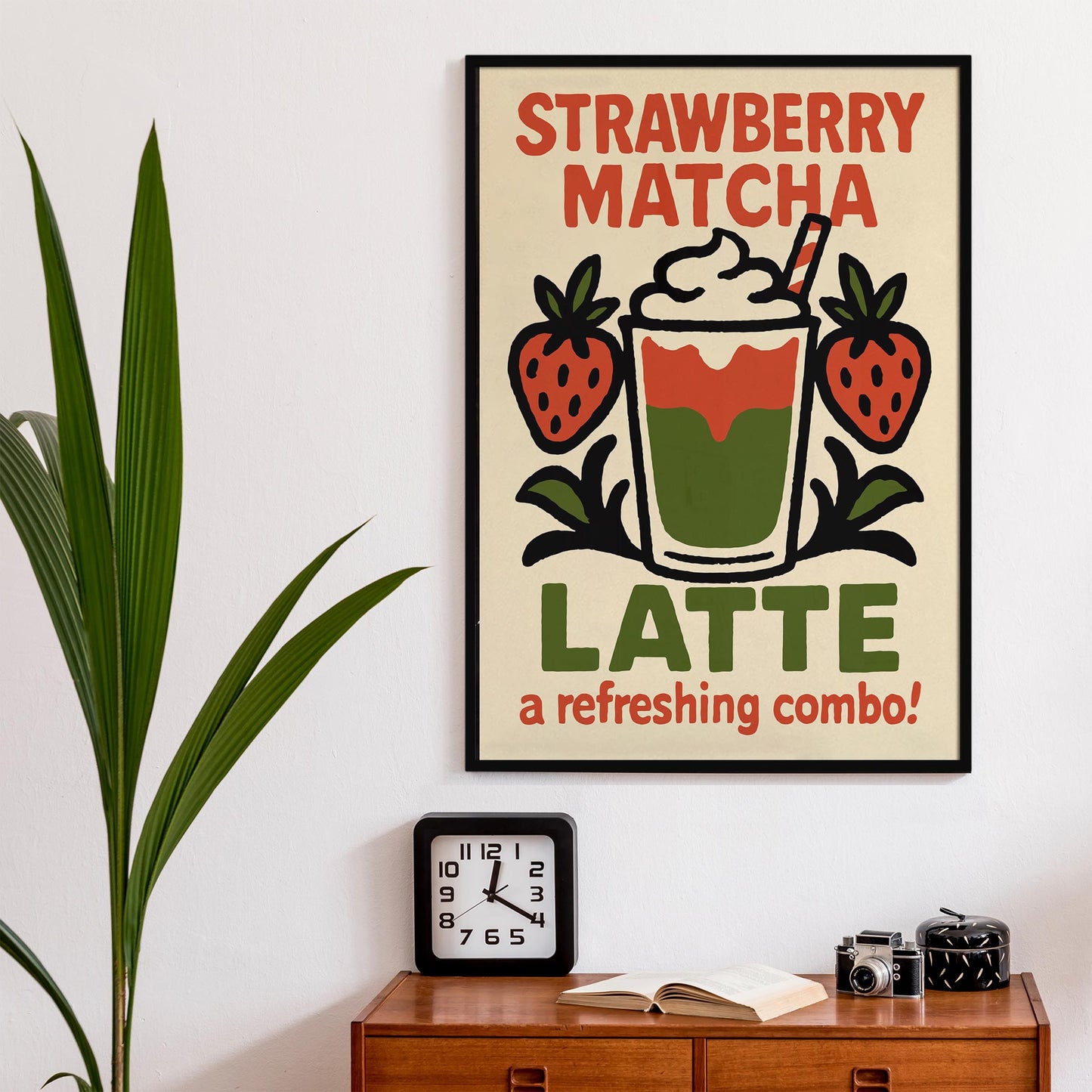 Strawberry Matcha Latte Wall Print