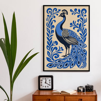 Blue Peacock Wall Art Print 2025