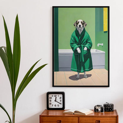 Chic Pup in Bathrobe Quirky Poster