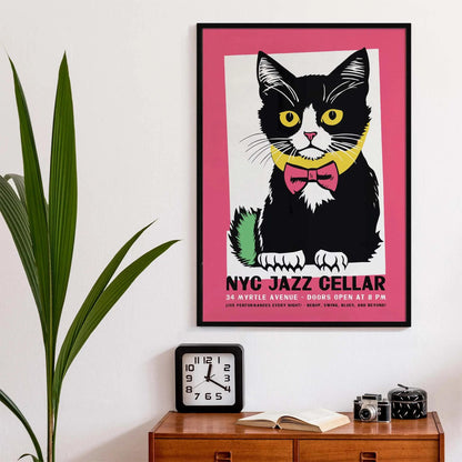 NYC Jazz Cat Poster Print