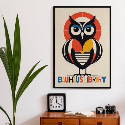 Bauhaus Library Geometric Owl Poster