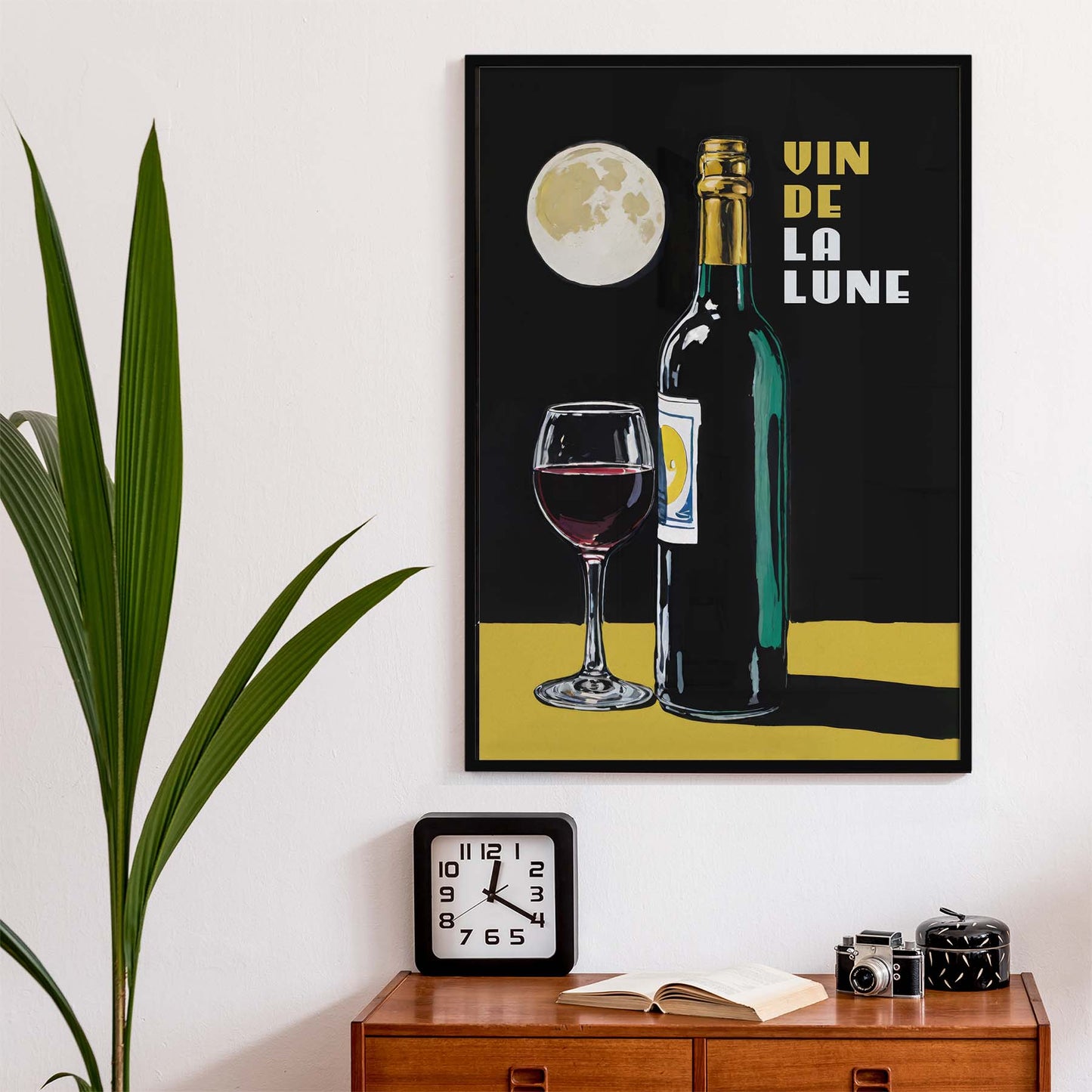 Moonlit Wine Bottle Wall Art Print