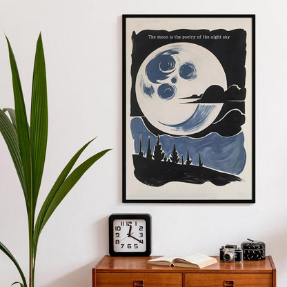 Moon Over Forest Art Poster