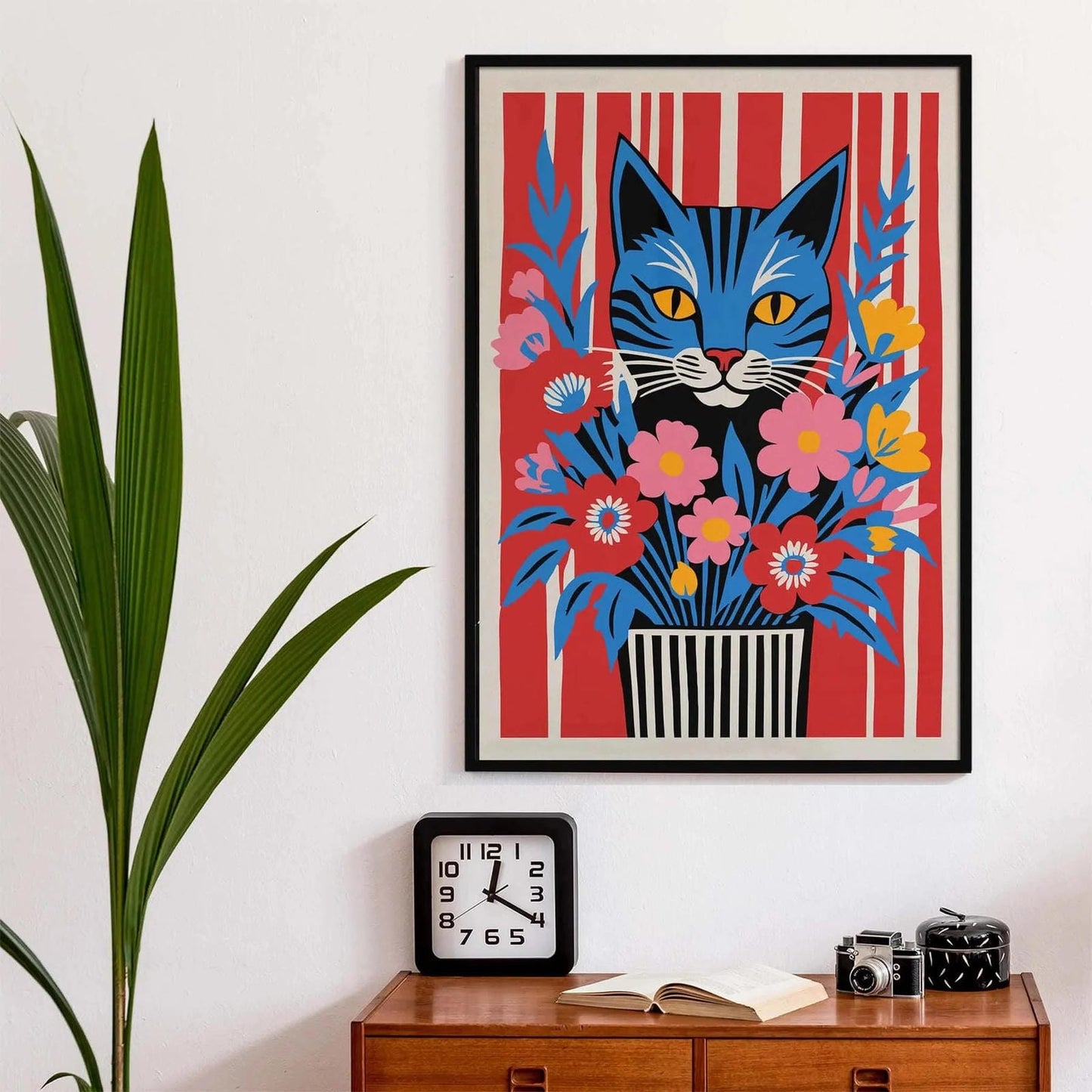 Floral Feline Wall Art Poster