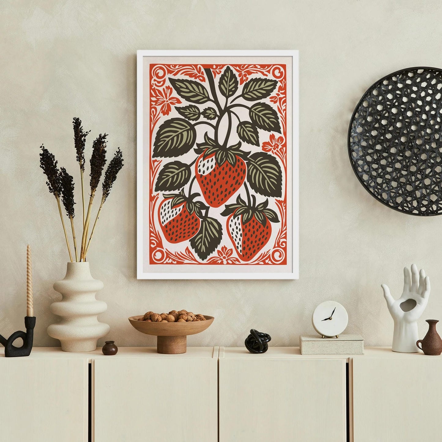 Rustic Strawberries Vintage Kitchen Art Print