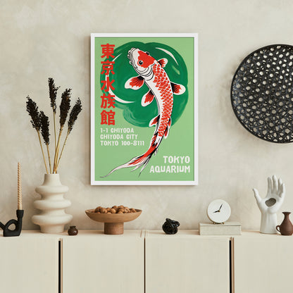 Tokyo Aquarium Retro Koi Fish Poster