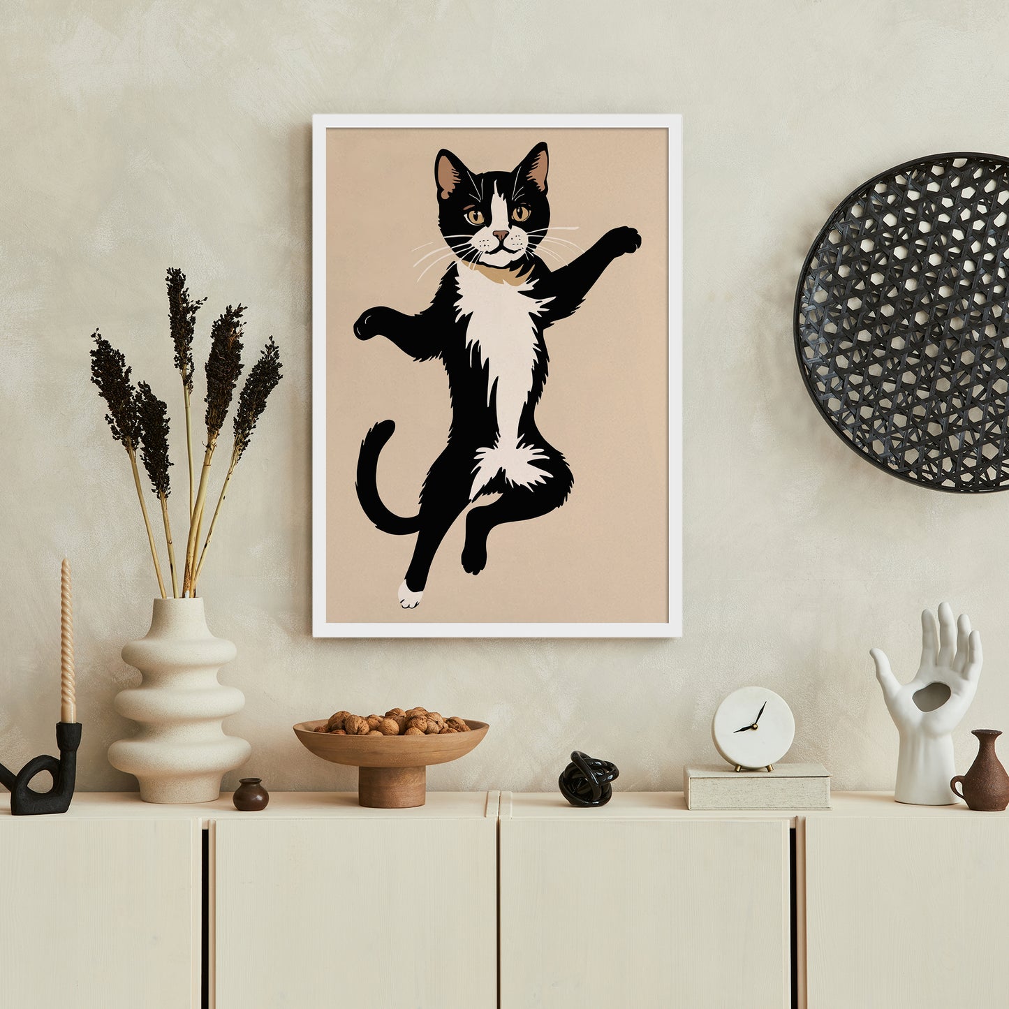 Cute Dancing Cat Wall Art Print