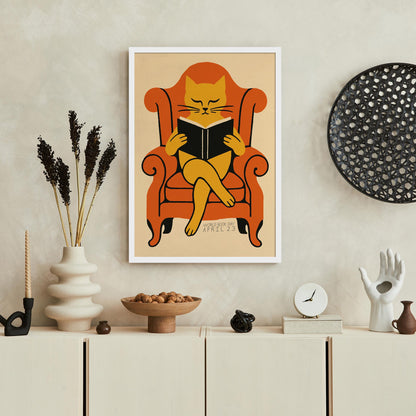 Reading Cat Wall Art