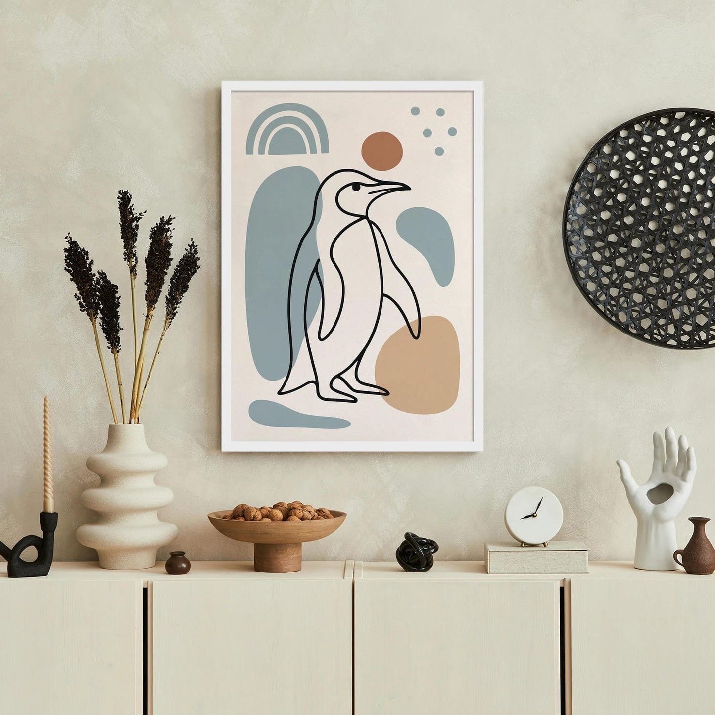 Penguin Line Art Print – Minimal Aesthetic Wall Decor