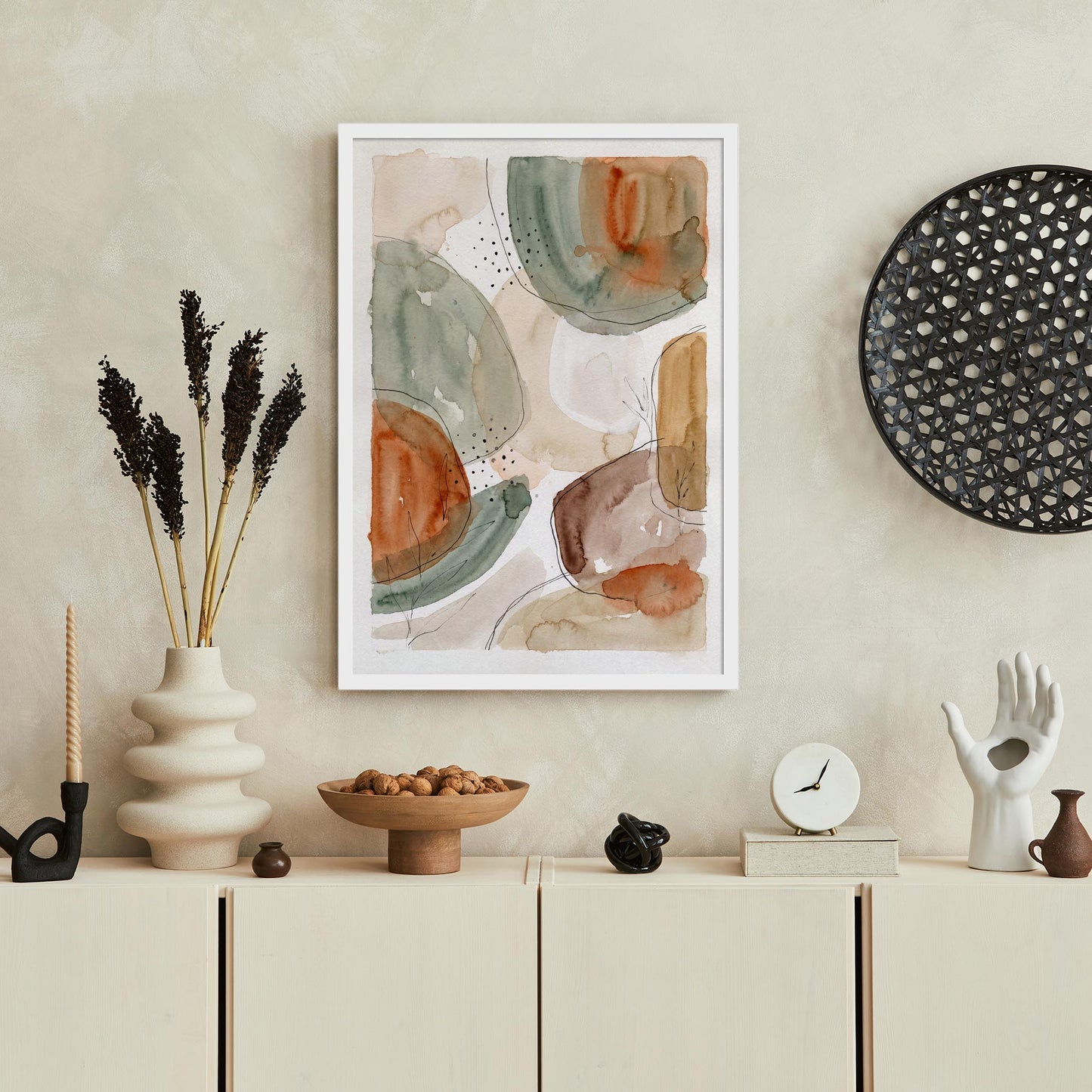 Earthy Tones Watercolor Painted Wall Art Print