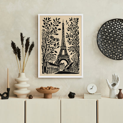 Black Ink Style Eiffel Tower Art Print