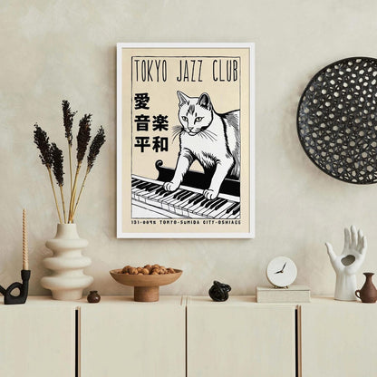 Tokyo Jazz Cat Piano Poster Print